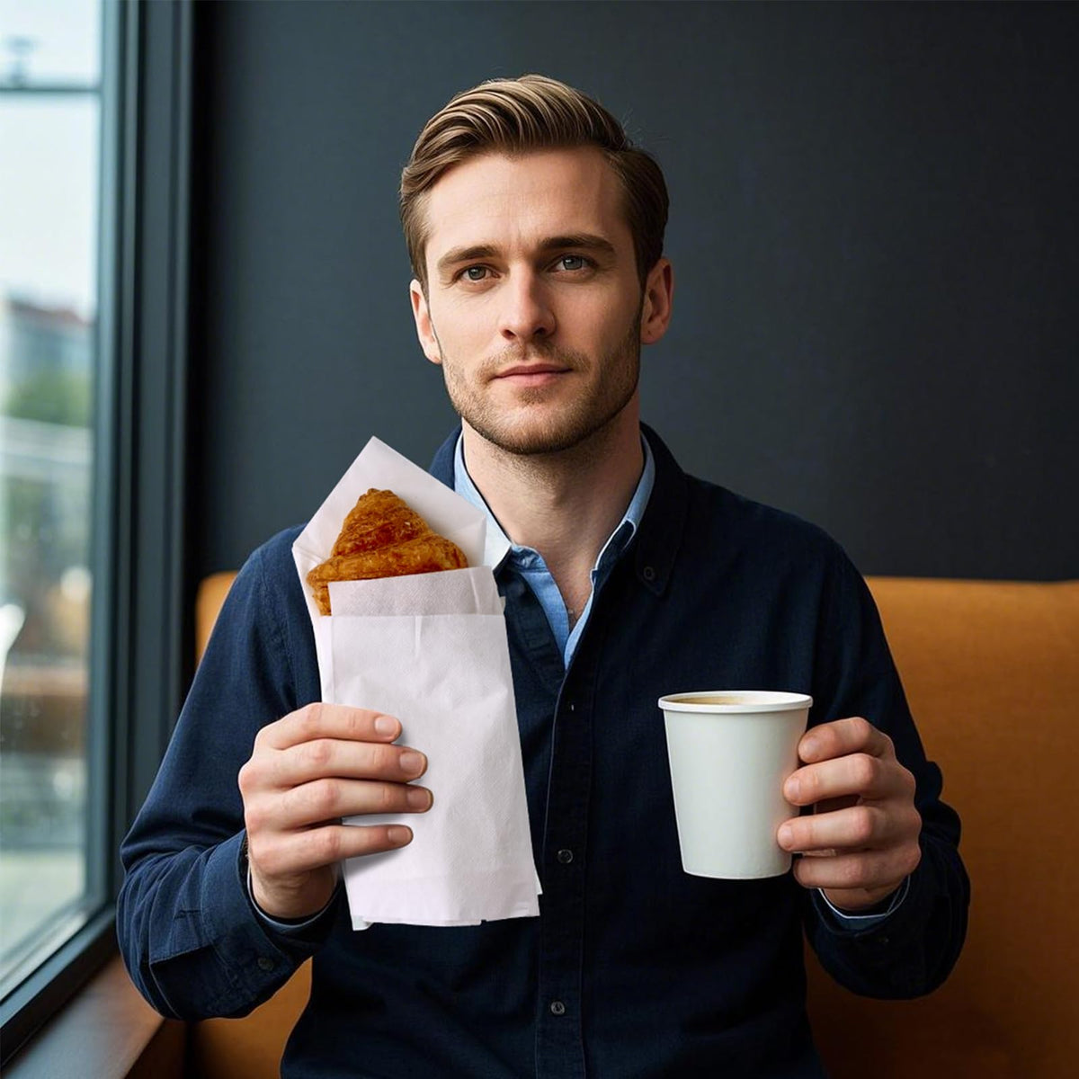 White dinner napkins by JollyPack for restaurants and bars