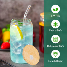 Joyclub glass straws and brushes simplify cleaning and reuse.