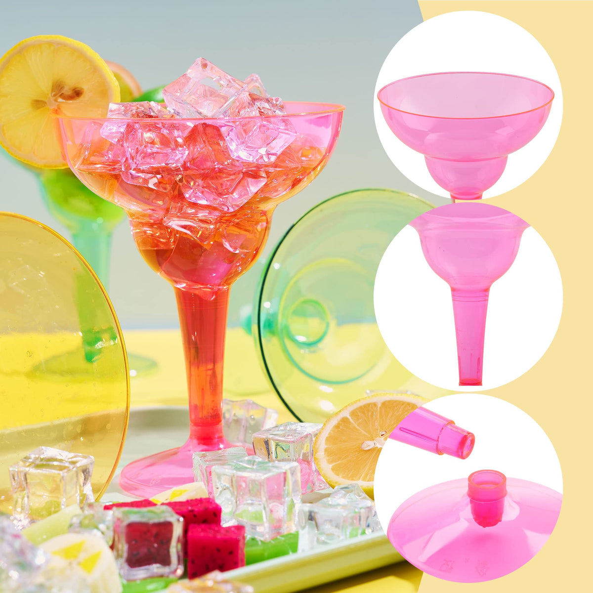 JOYIN detachable-base margarita cups simplify storage and setup for events.