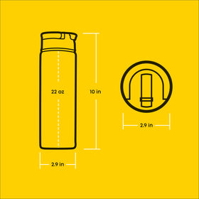 JoyJolt 22oz vacuum-insulated stainless steel bottle preserves temperature during activities.