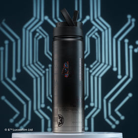 JoyJolt Darth Vader bottle used in gym setting highlights rugged durability.