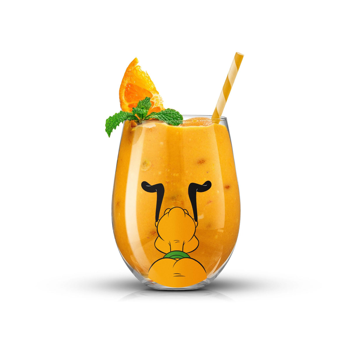 JoyJolt 15oz stemless glass great for wine, spirits, or kid-friendly beverages.
