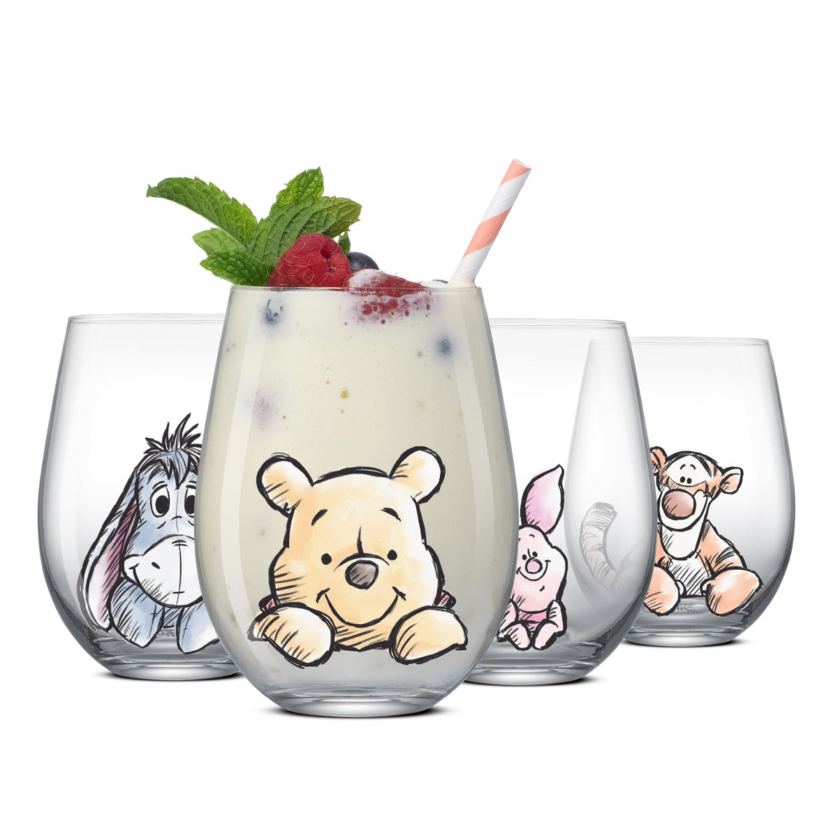 JoyJolt Winnie the Pooh Exploring a Classic 19oz glass for everyday beverages.
