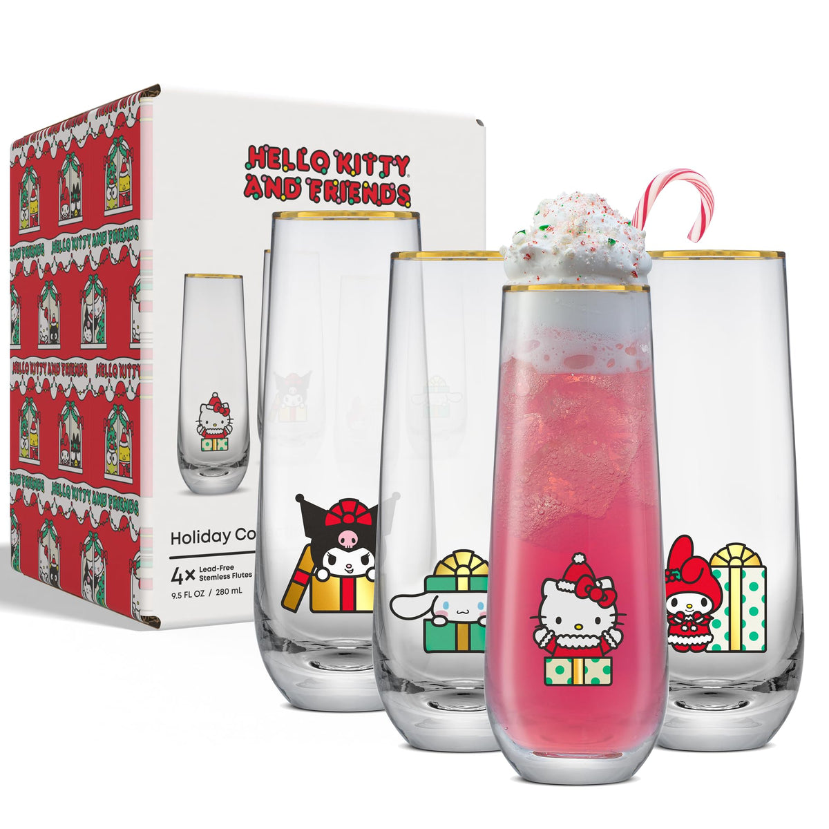 JoyJolt holiday table setup showing party-ready glasses
