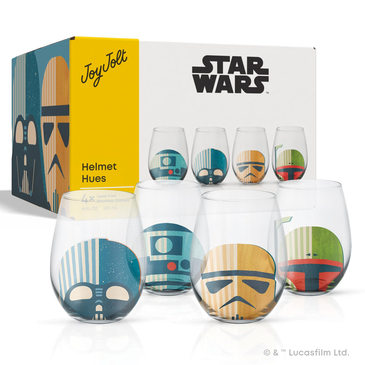 JoyJolt Star Wars Helmet Hues set of four, perfect for fans and collectors.