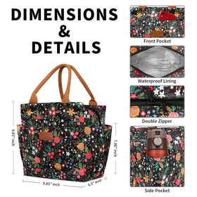 Joymee lunch bag front compartment keeps utensils and keys organized