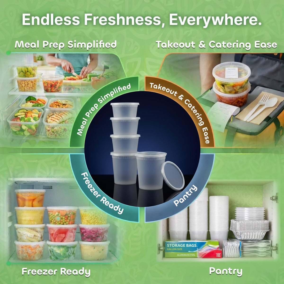 JoyServe freezer-safe deli container preserves meals for longer storage.