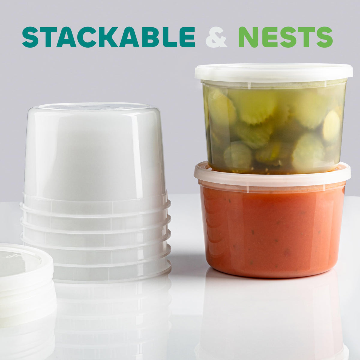 JoyServe round freezer container with seal for cold storage.