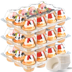JPPSUJJ clear cupcake containers showcase treats with professional display.
