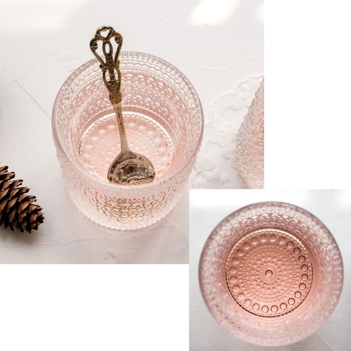 JPPSUJJ drinking set showing 10 oz capacity and compact footprint.