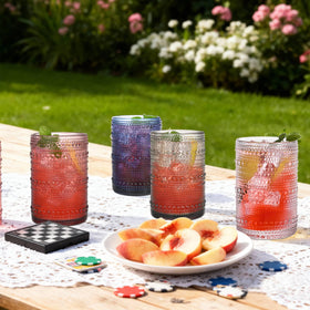 JPPSUJJ Blue Hobnail Glasses gift-ready packaging for celebrations