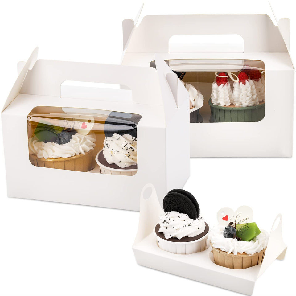 Jucoan cupcake box with window for easy dessert viewing.