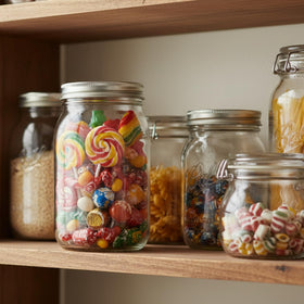 Clear Jumterlee mason jar with side markings for easy portion control