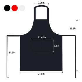 Juningxin 3-pack black aprons pocket detail showing practical storage