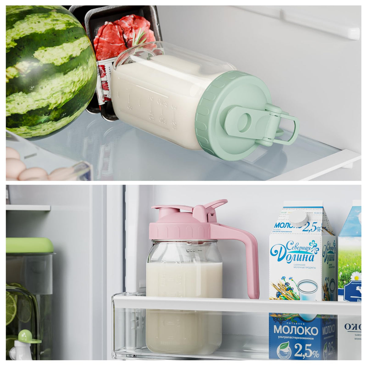 JunVpic breast milk pitcher stored securely with airtight seal in fridge.