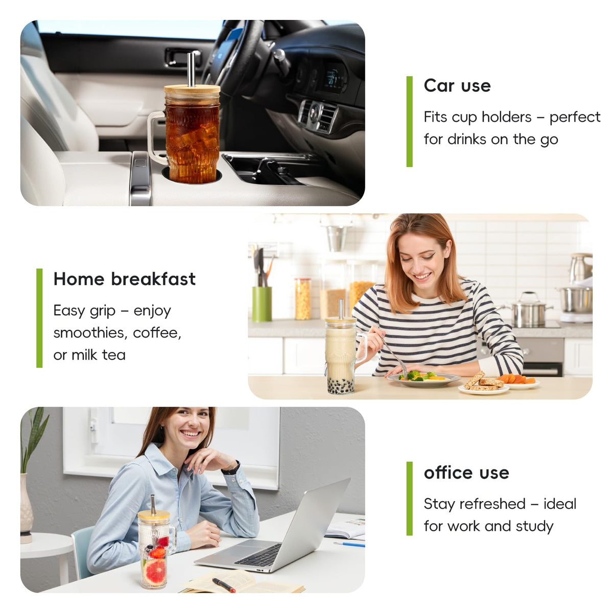 JunVpic durable daily-use glass cups ideal for tea and smoothies