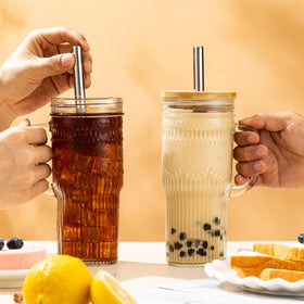 JunVpic two reusable cups for iced coffee and smoothies at home