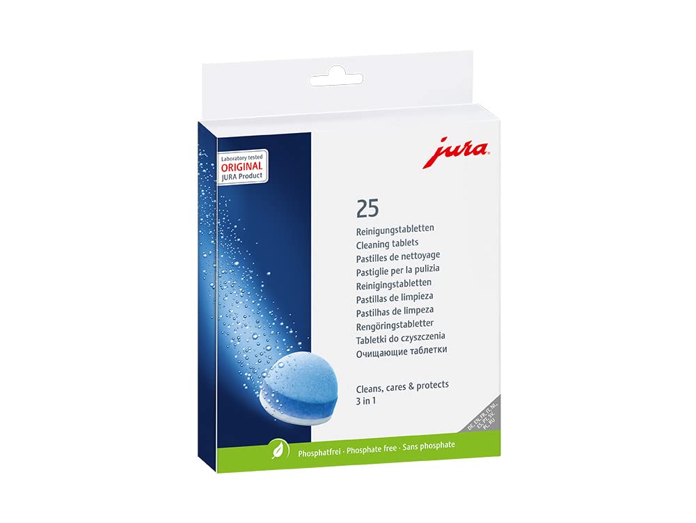 JURA 3-Phase tablets ready for use with protection against mineral deposits in the system.