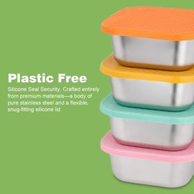 JUSTASHOW stackable set saves fridge and travel space.