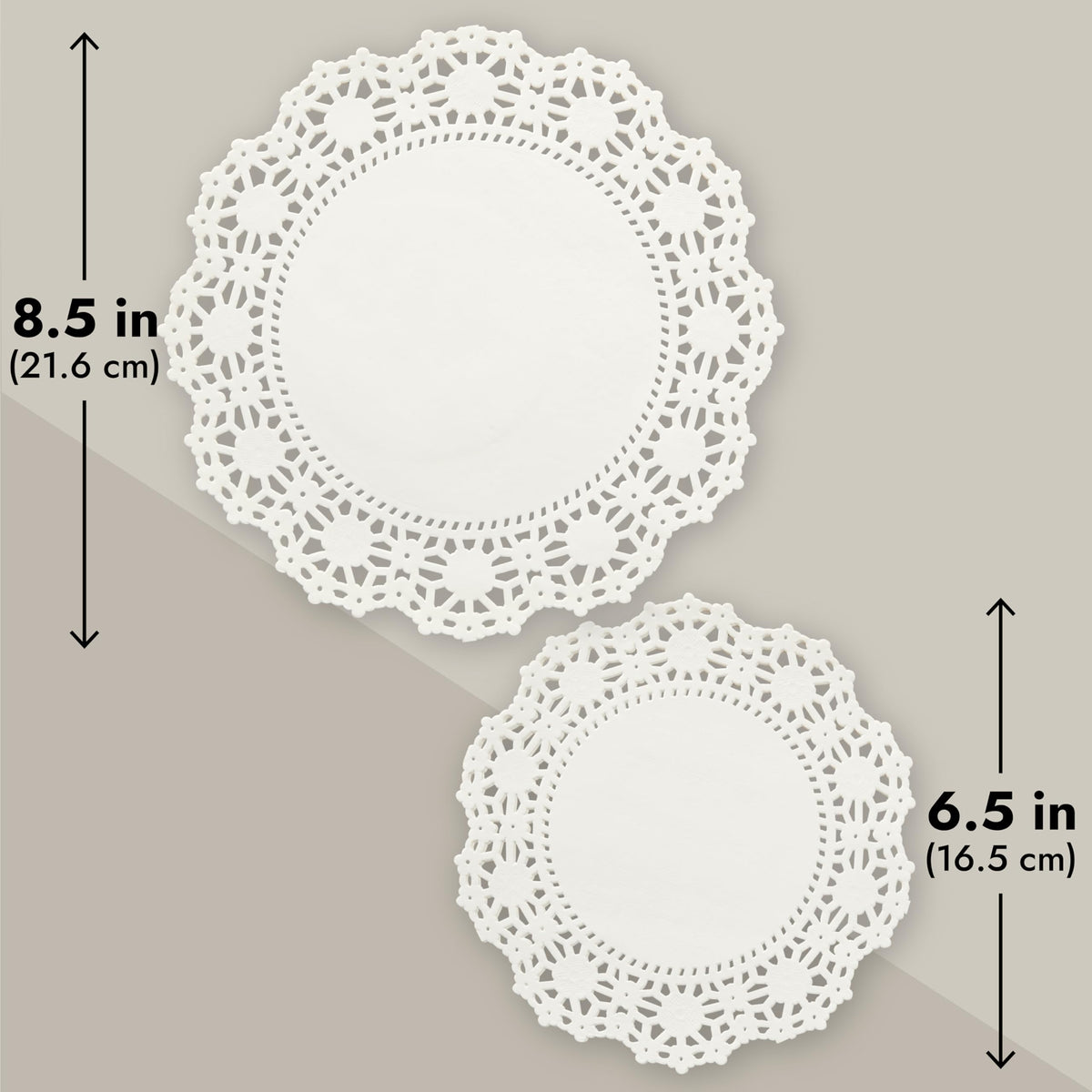 Juvale doilies ideal for cake displays and decorative desserts.