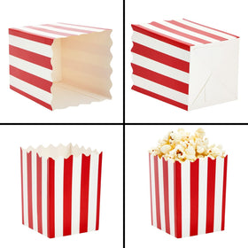 Juvale red-white striped snack boxes used as festive decor and servings