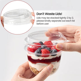 Jycnolm freezer-safe dessert cups protect fruit and desserts for later.