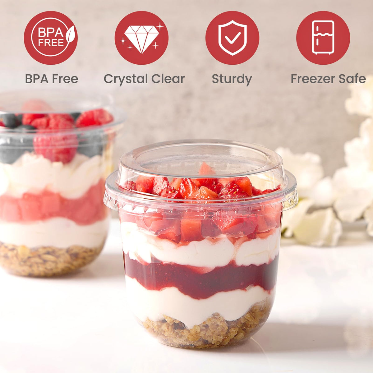Jycnolm sealed-lid leak-proof dessert cups ideal for travel.