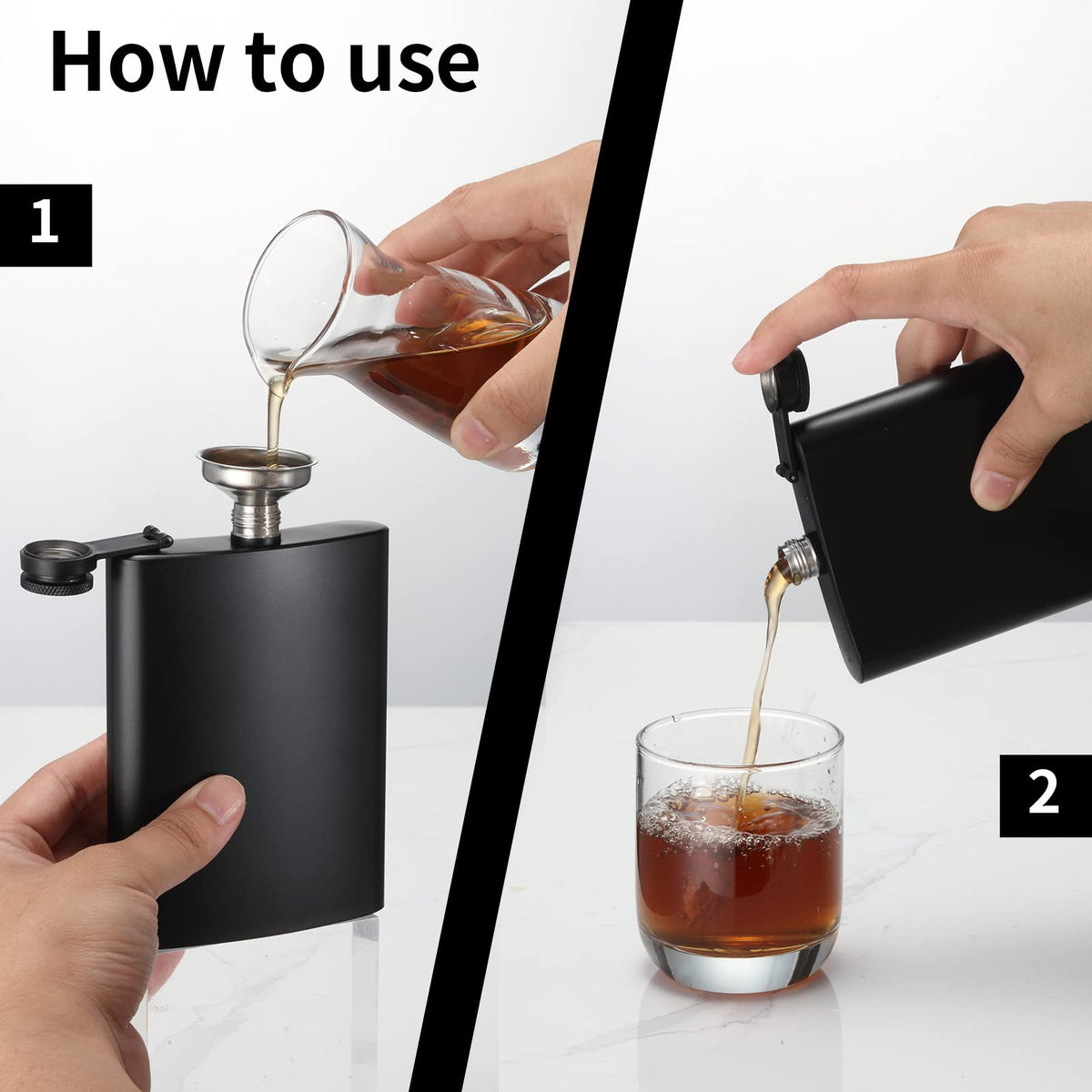 KABUDA flask with funnel included for mess-free filling.