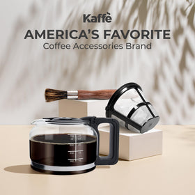 Kaffè Universal 5-Cup Glass Carafe shown with compatible 5-cup machine for reference