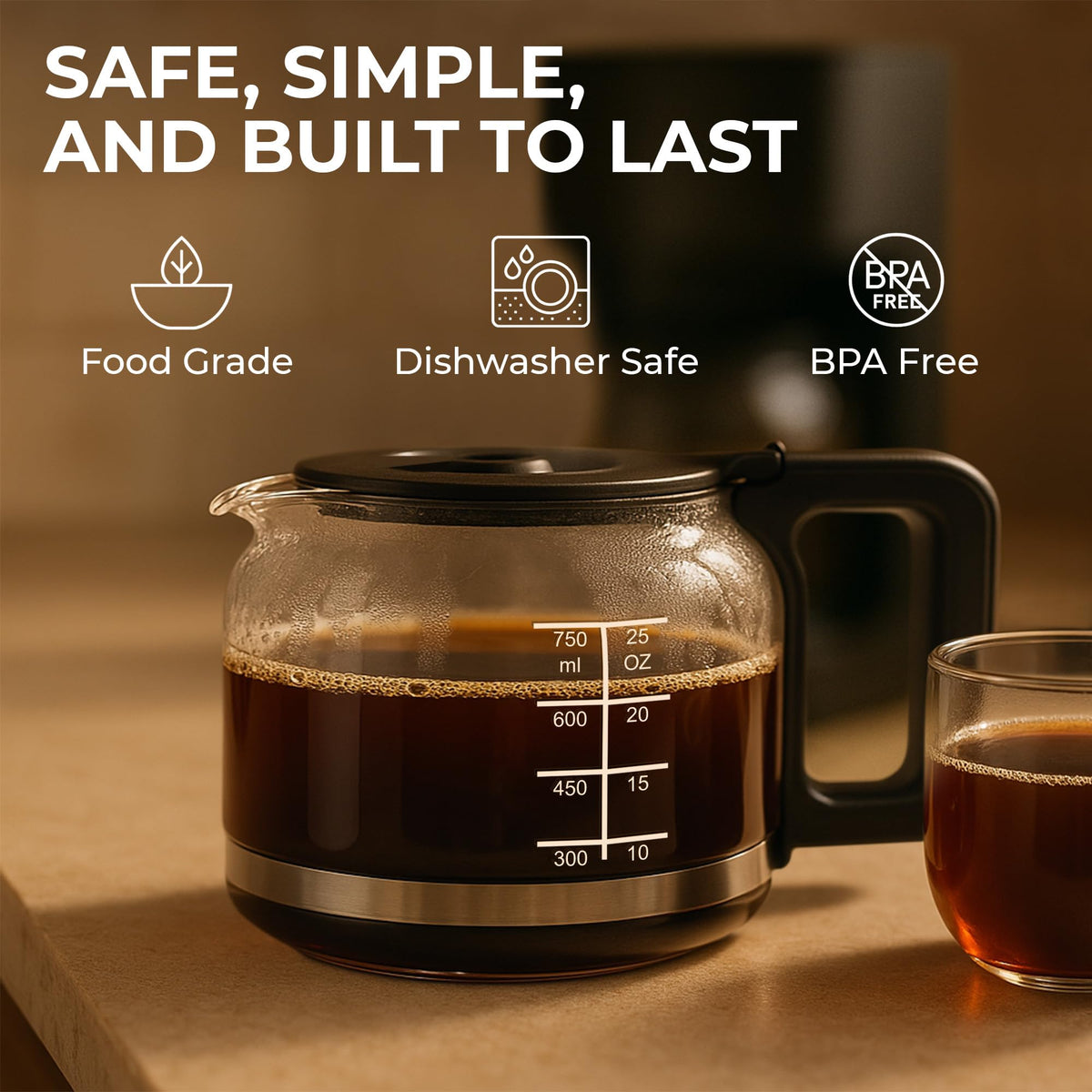 Kaffè Universal 5-Cup Glass Carafe Sneak-A-Cup compatibility in action during brewing