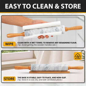 KAFOOR marble rolling pin for cookies and pie crust prep