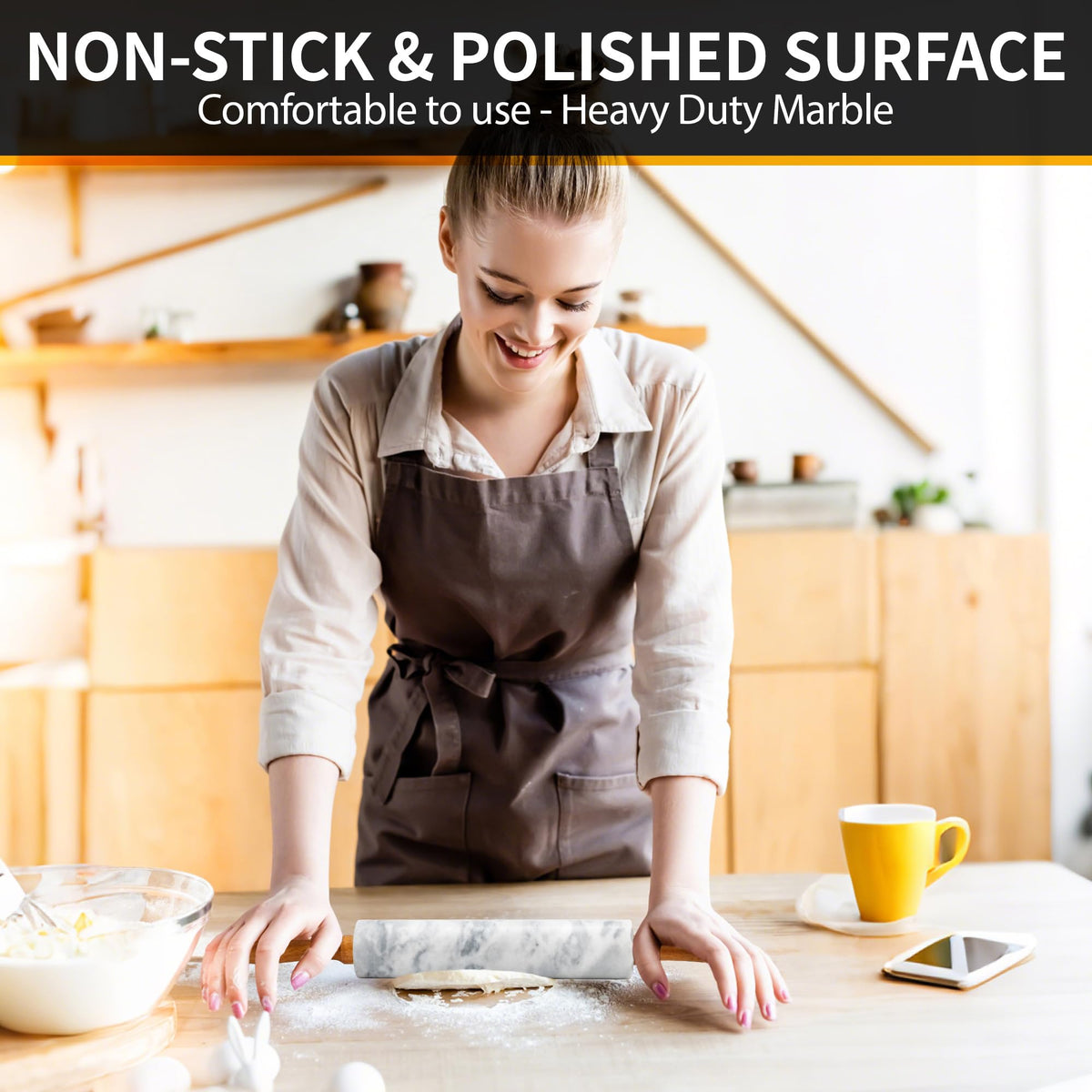 KAFOOR rolling pin ideal for pizza dough and pastries