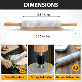 KAFOOR rolling pin shows a smooth surface reducing sticking and flour mess