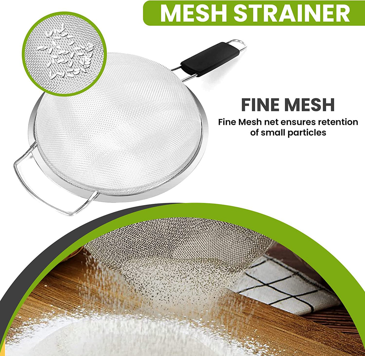 KAFOOR strainer hanging on hook for easy kitchen storage