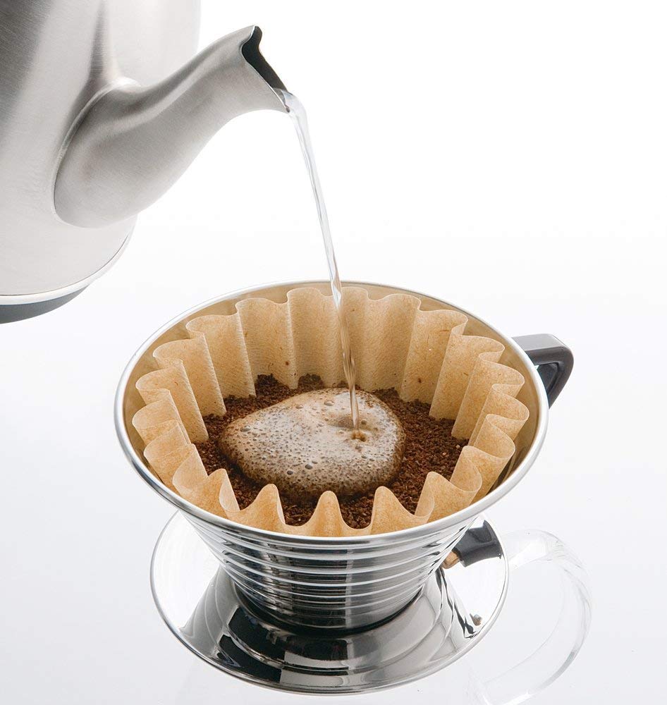 Kalita Wave 185 Dripper on mug and carafe showing compatibility.