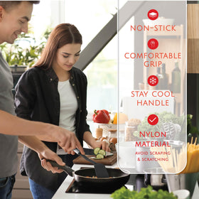 Kaluns nylon spatula designed to be heat resistant and non-stick friendly