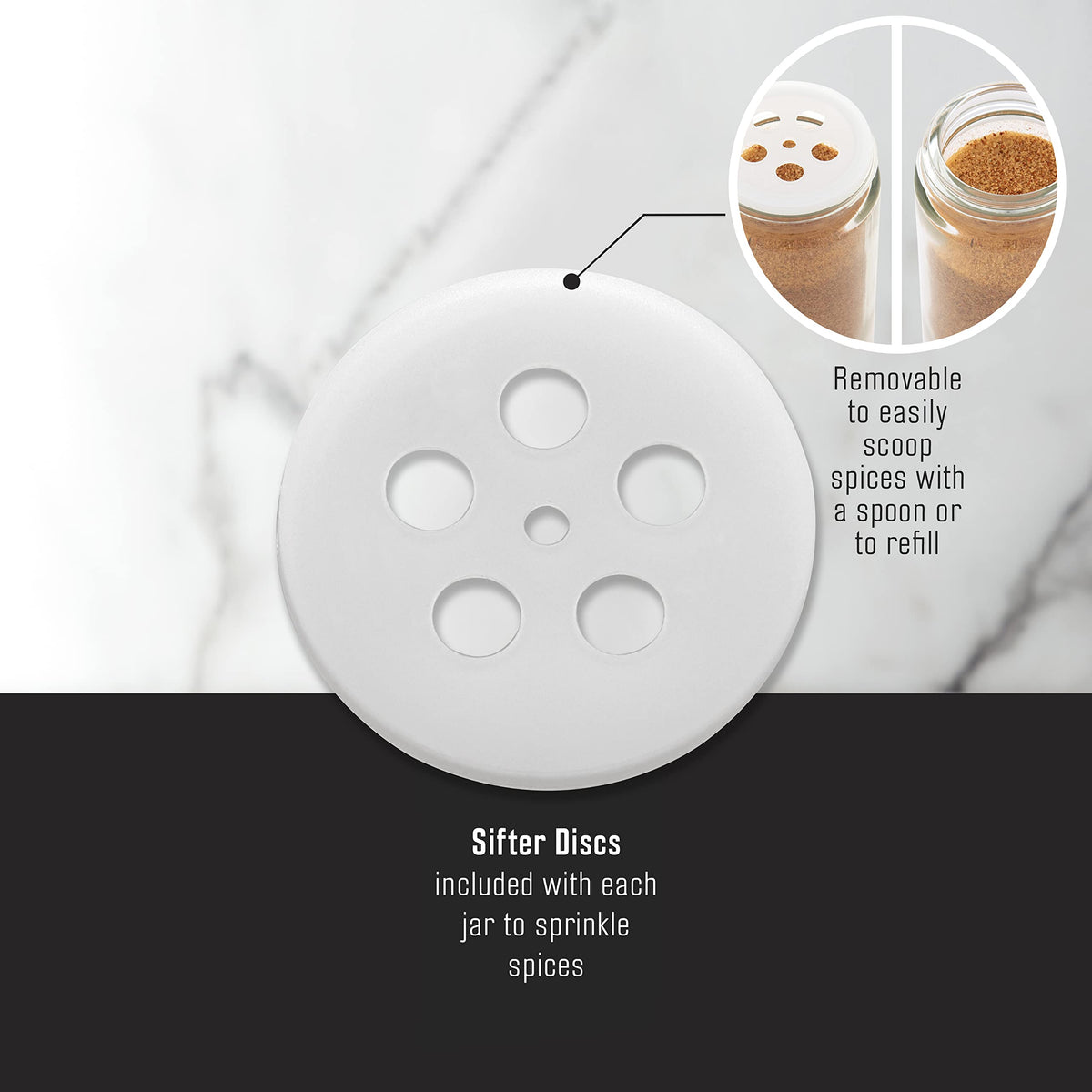 Sturdy glass jars provide clear view and easy labeling for cooking.