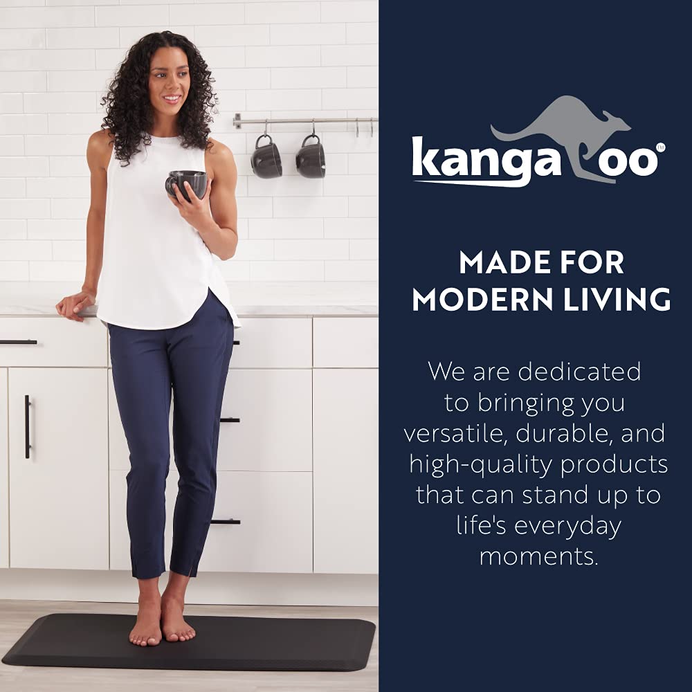 KANGAROO easy-care backing helps keep mat in place on smooth floors.