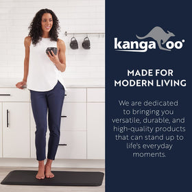 KANGAROO easy-care backing helps keep mat in place on smooth floors.