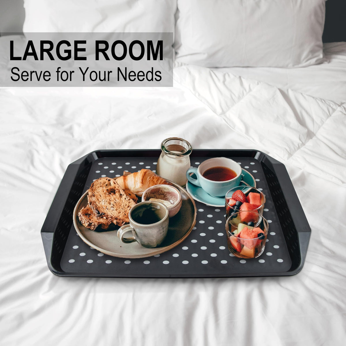 KAQAHIDO black two-tray set ideal for home and outdoor use.