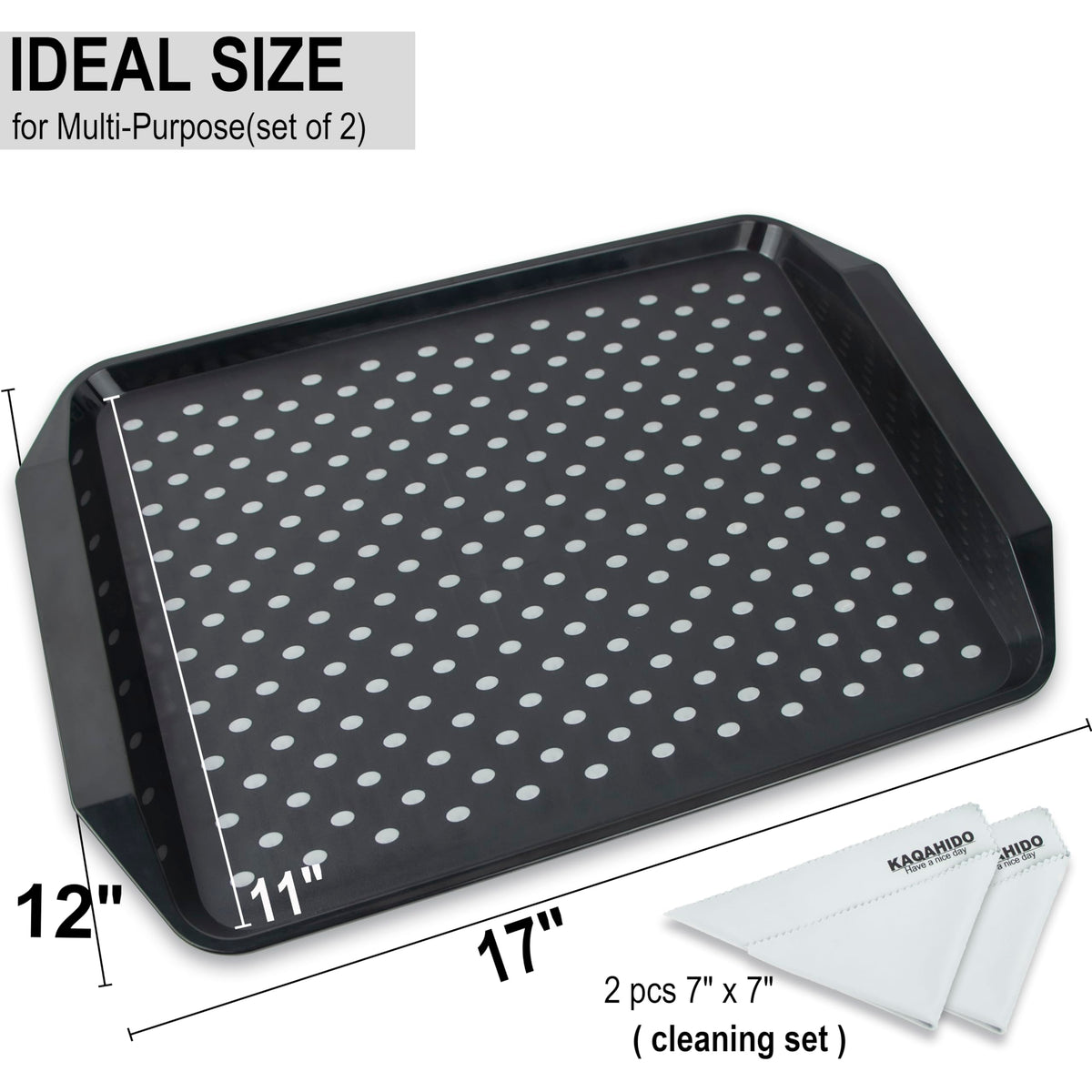 KAQAHIDO rectangular serving tray with balanced bottom stripes for steadiness.