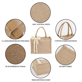 Karinoos burlap tote with durable handles for comfortable carrying.