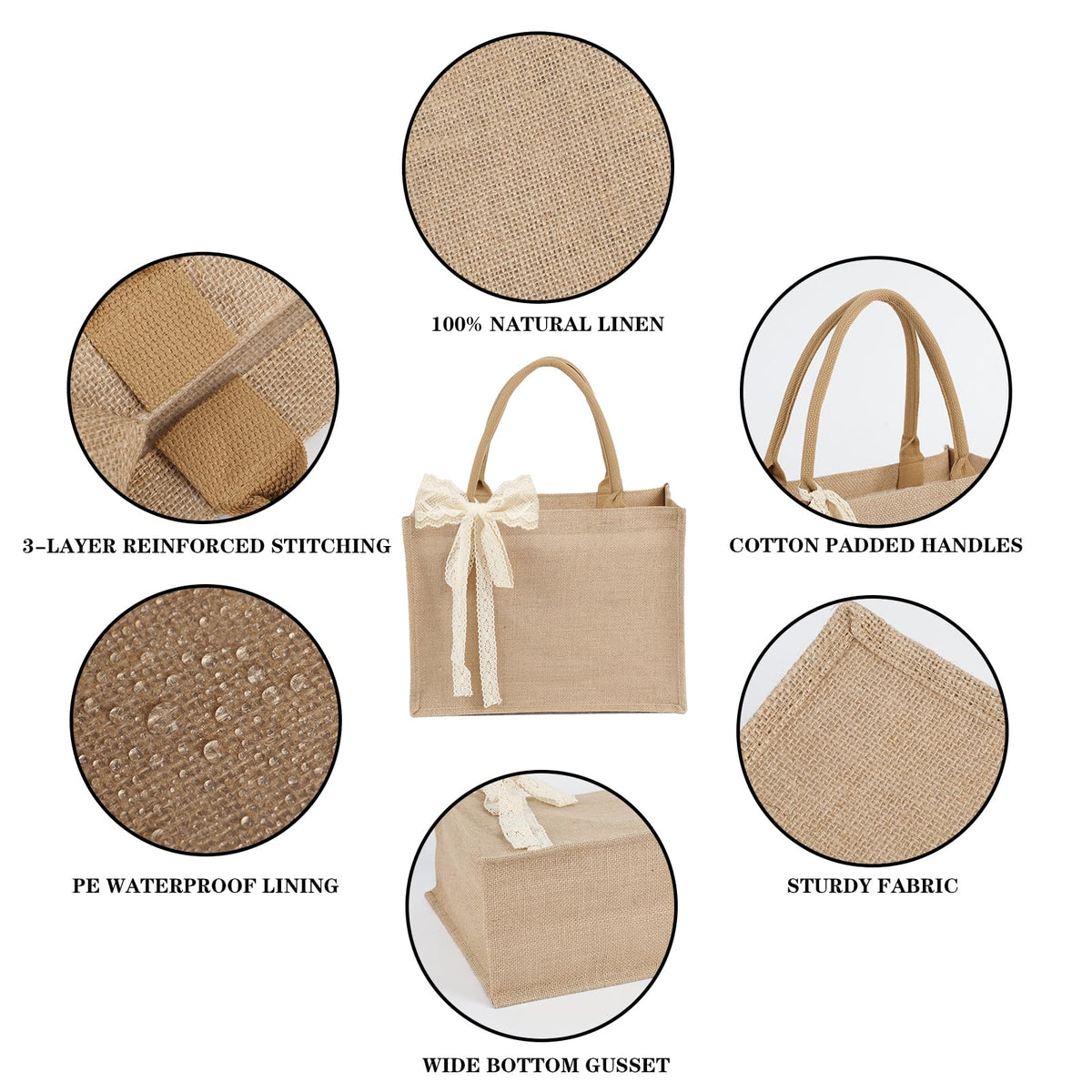 Karinoos burlap tote with ribbon detail adds decorative flair