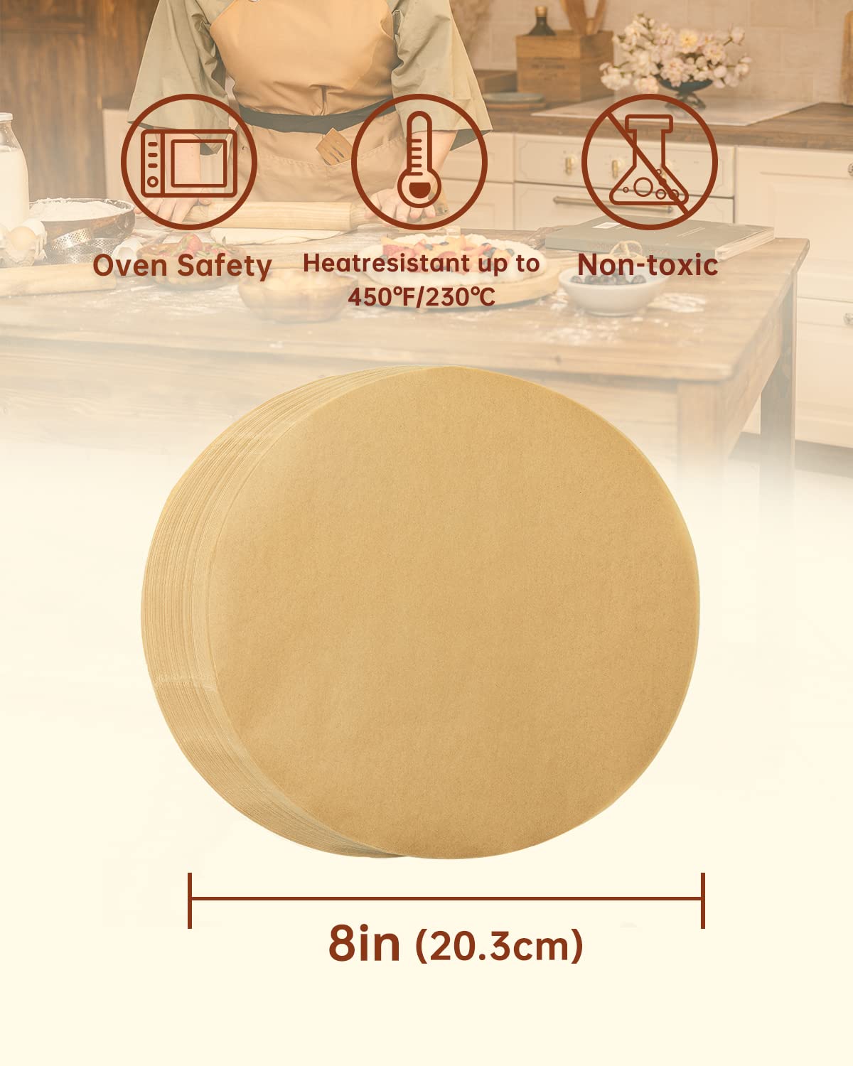 Katbite parchment with double silicone coating for clean, non-stick release from pans.