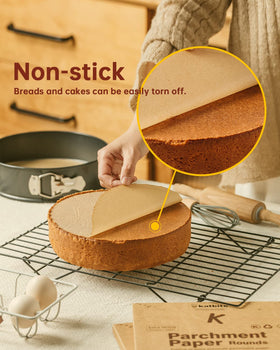 Katbite 45gsm rounds resist curling and burning in typical oven use.