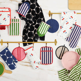 kate spade new york botanical stripe kitchen towel close-up pigment print