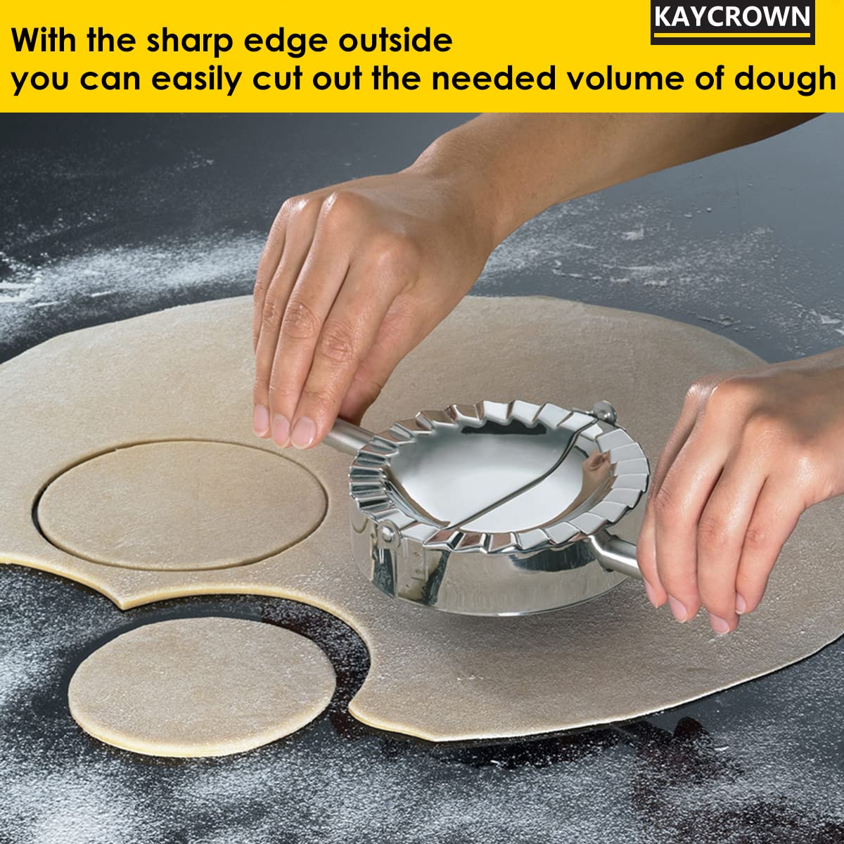 Kaycrown 6inch empanada press dough press action showing even folds for fillings.