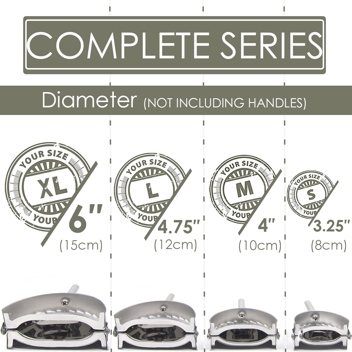 Kaycrown stainless steel empanada press with mirror finish and premium build.