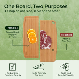 Keechee cutting board serving side with cheese and snacks on display.