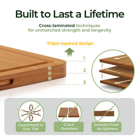 Keechee double-sided cutting board offering two surfaces for extended use.